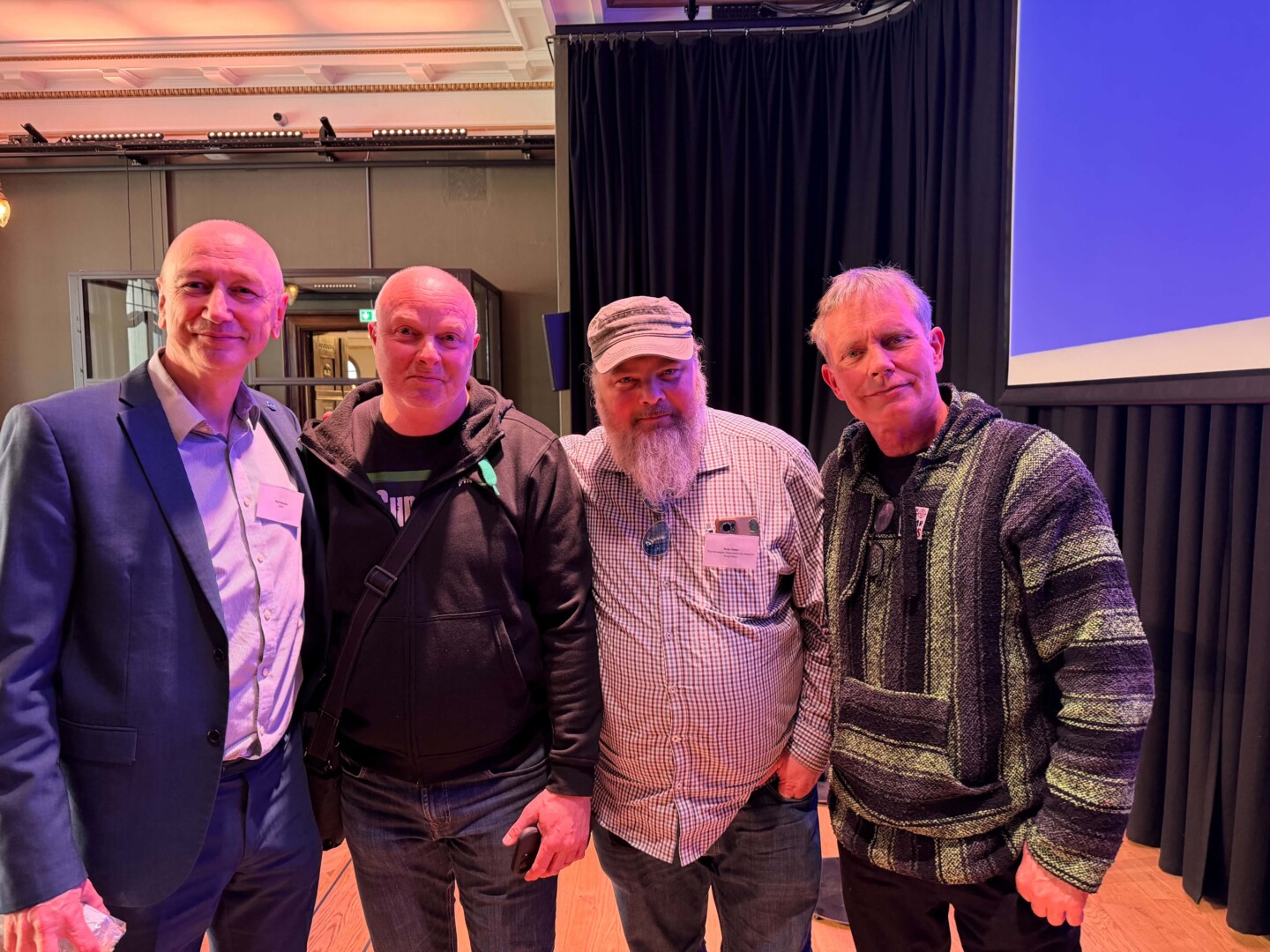 Neil Woods, (LEAP), tidligere undercover politimann i England. Jan Ivar Småvik, Terje Olden og Arild Knutsen under Nordic Mobilization on Human Rights and Drug Policy conference på Sentralen i Oslo