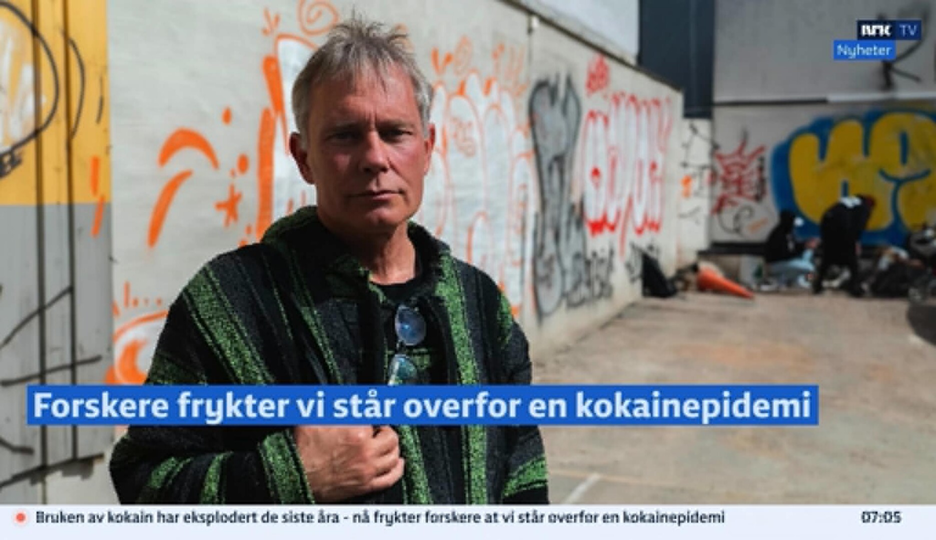 Arild Knutsen i Foreningen for human ruspolitikk. Skjermbilde: NRK Nyheter.