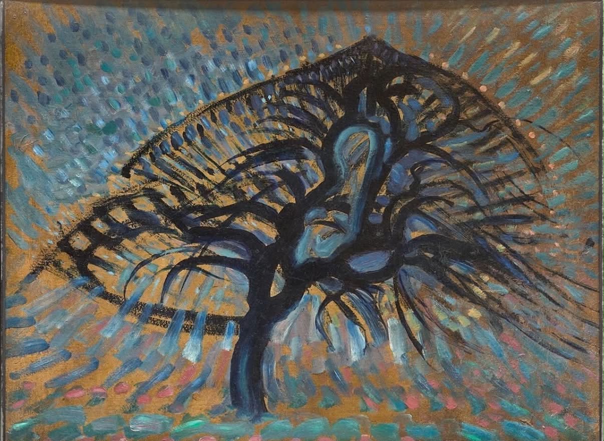 Illustrasjon: Piet Mondrian, Apple Tree Pointillisme, 1908
